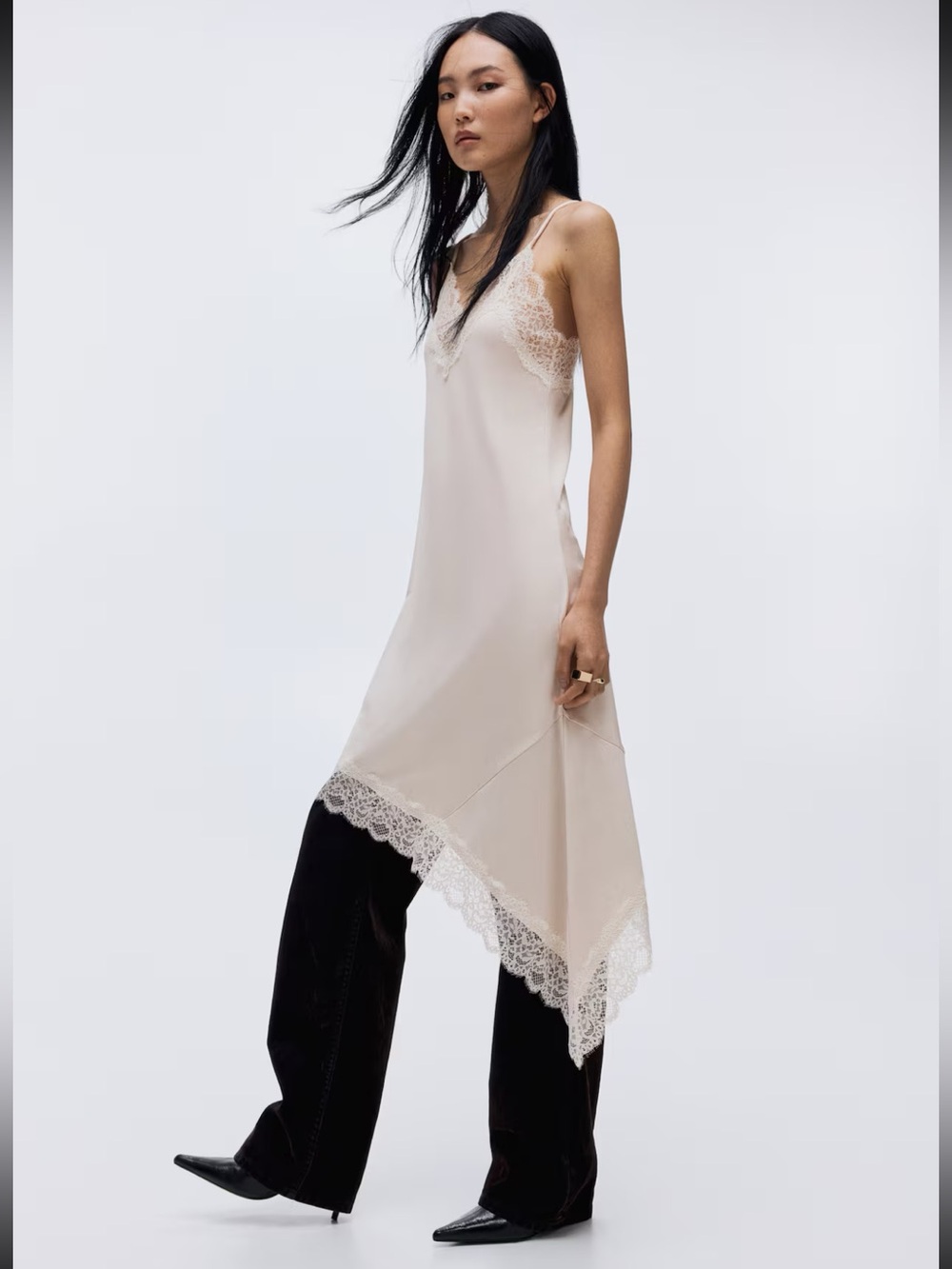 H&M LACE-TRIMMED SLIP DRESS